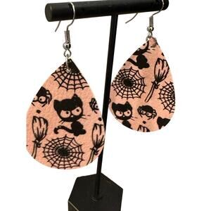 Halloween black cat earrings